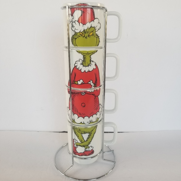 Dr Seuss The Grinch Christmas Stackable Mug Set Of 4 - Picture 2 of 6